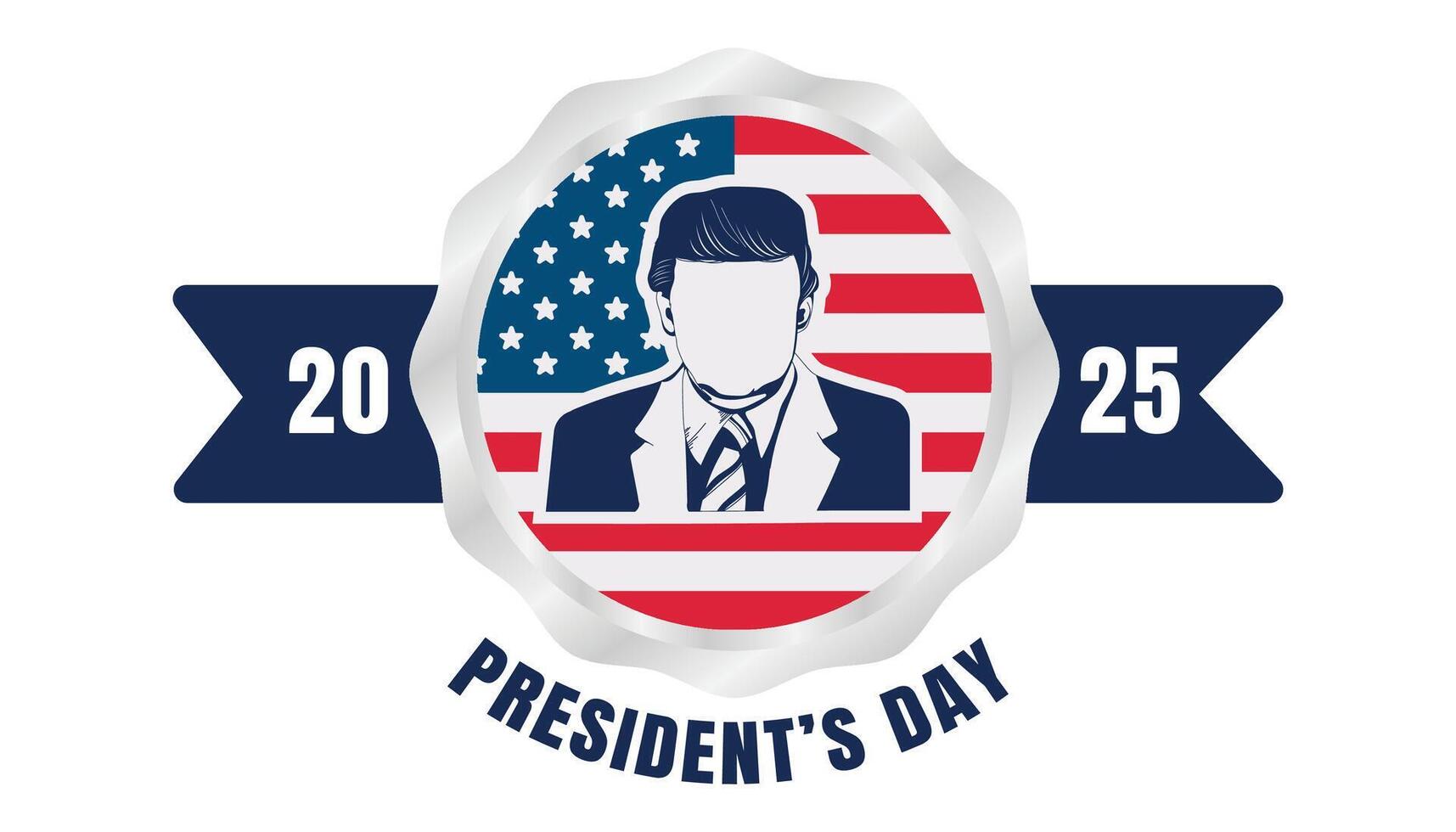 Happy President's Day Banner with American Flag. vector