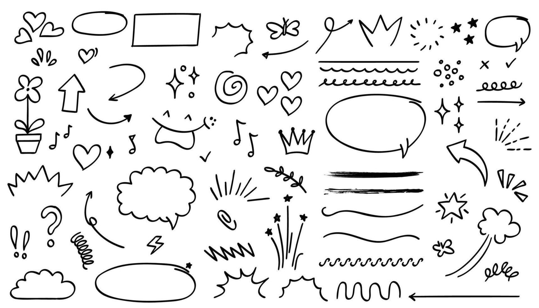 Hand drawn marker pen strokes doodle design elements collection. vector