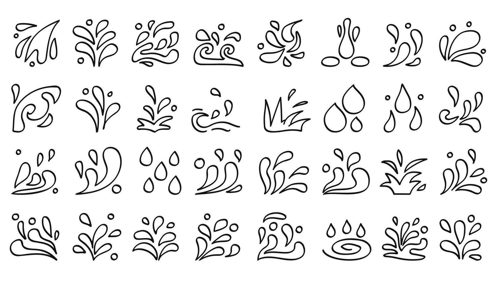 Water splash icon set outline style illustration vector