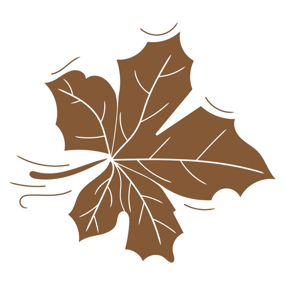 Silhouette brown maple leaf. illustration. vector