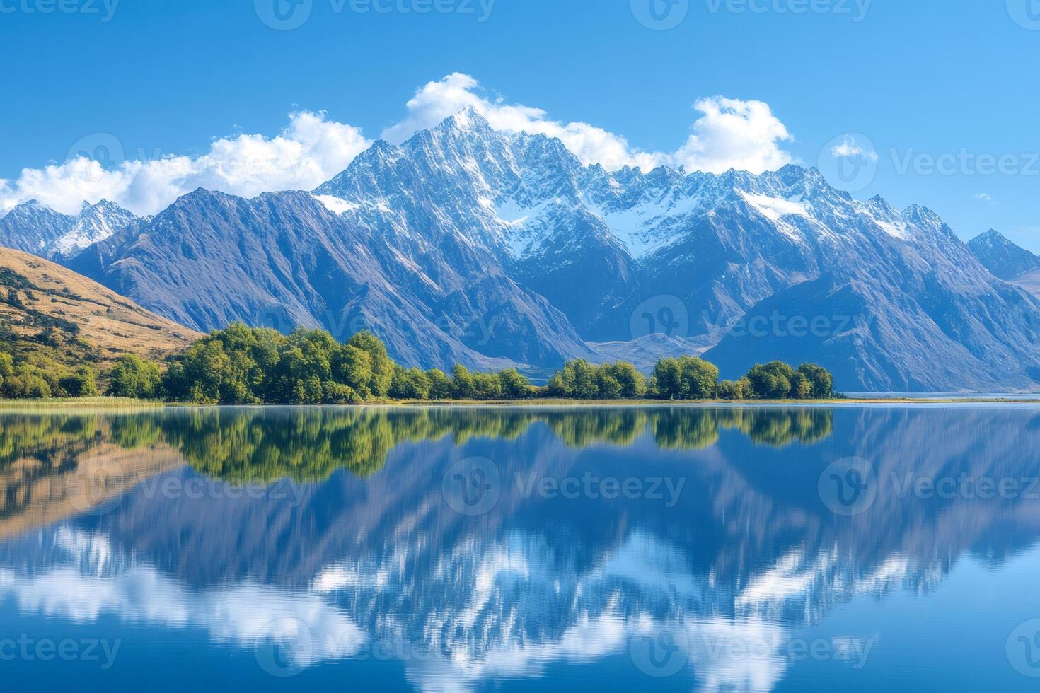 Mount Cook reflecting in Lake Matheson, West Coast, New Zealand photo