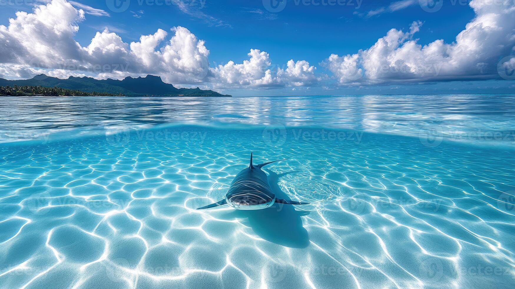 Majestic shark gliding through crystal clear ocean photo