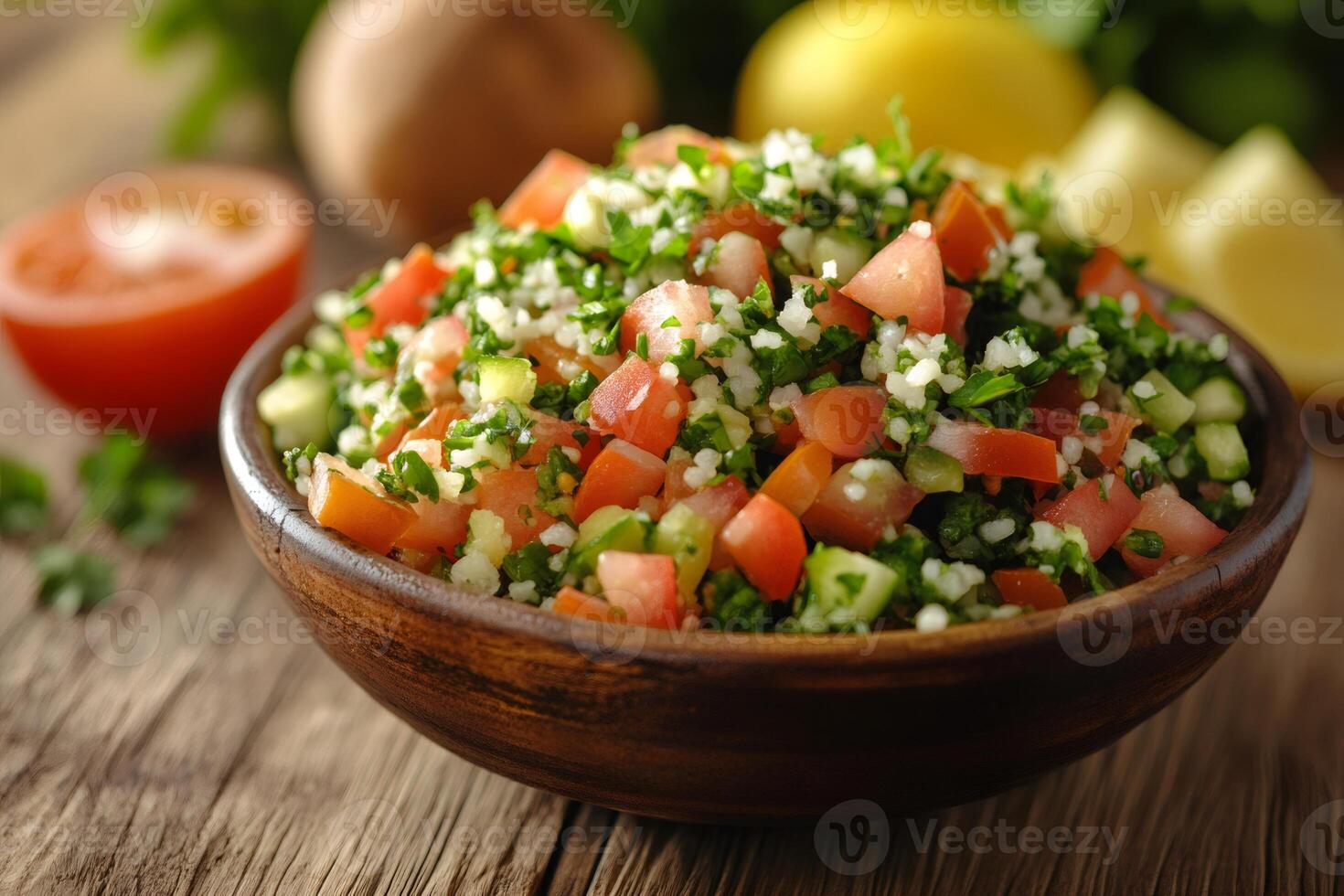 Fresh Tabbouleh Salad with Tomatoes and Herbs photo