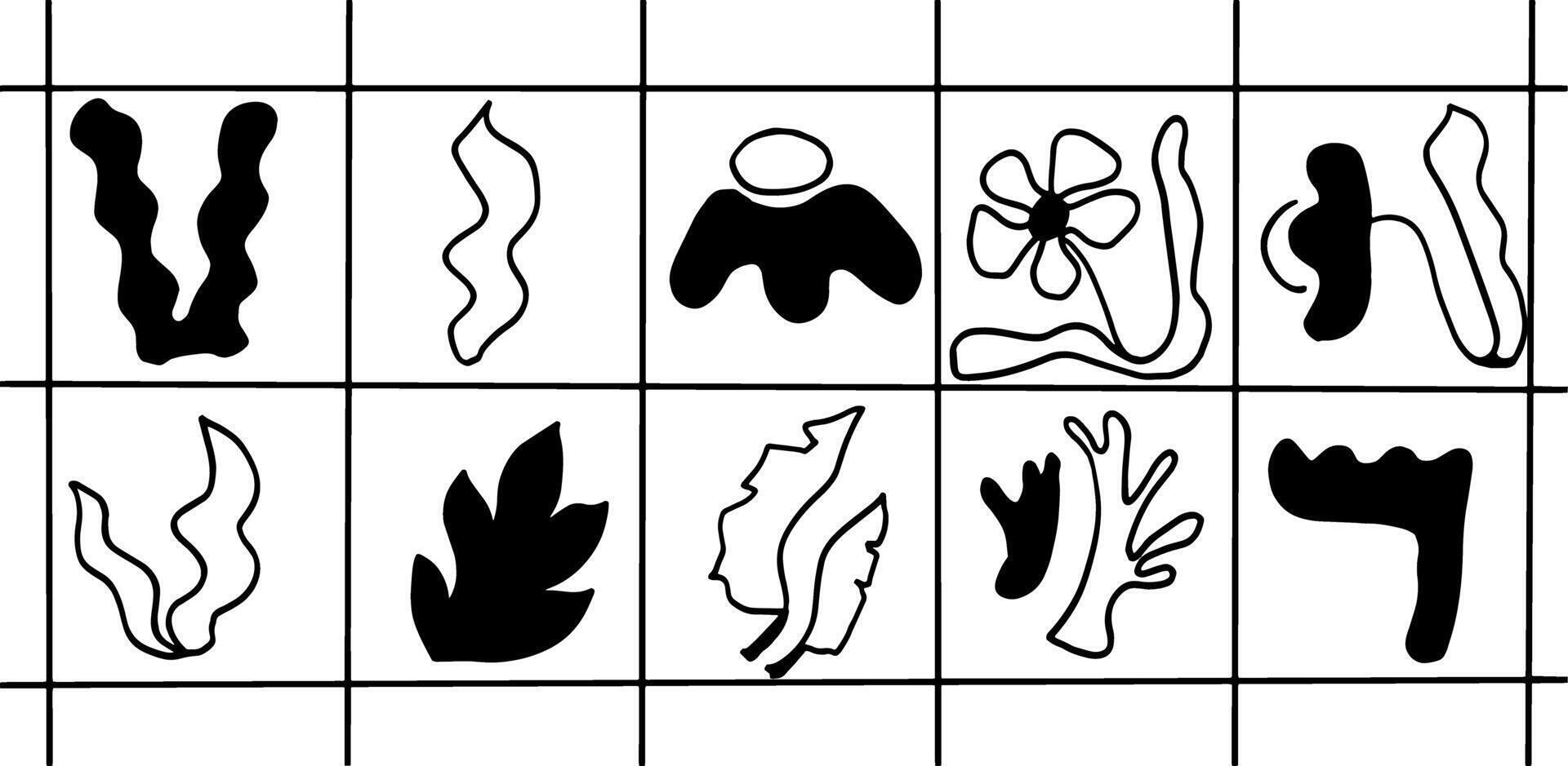 Black and White Fluid Form Illustration Pack vector