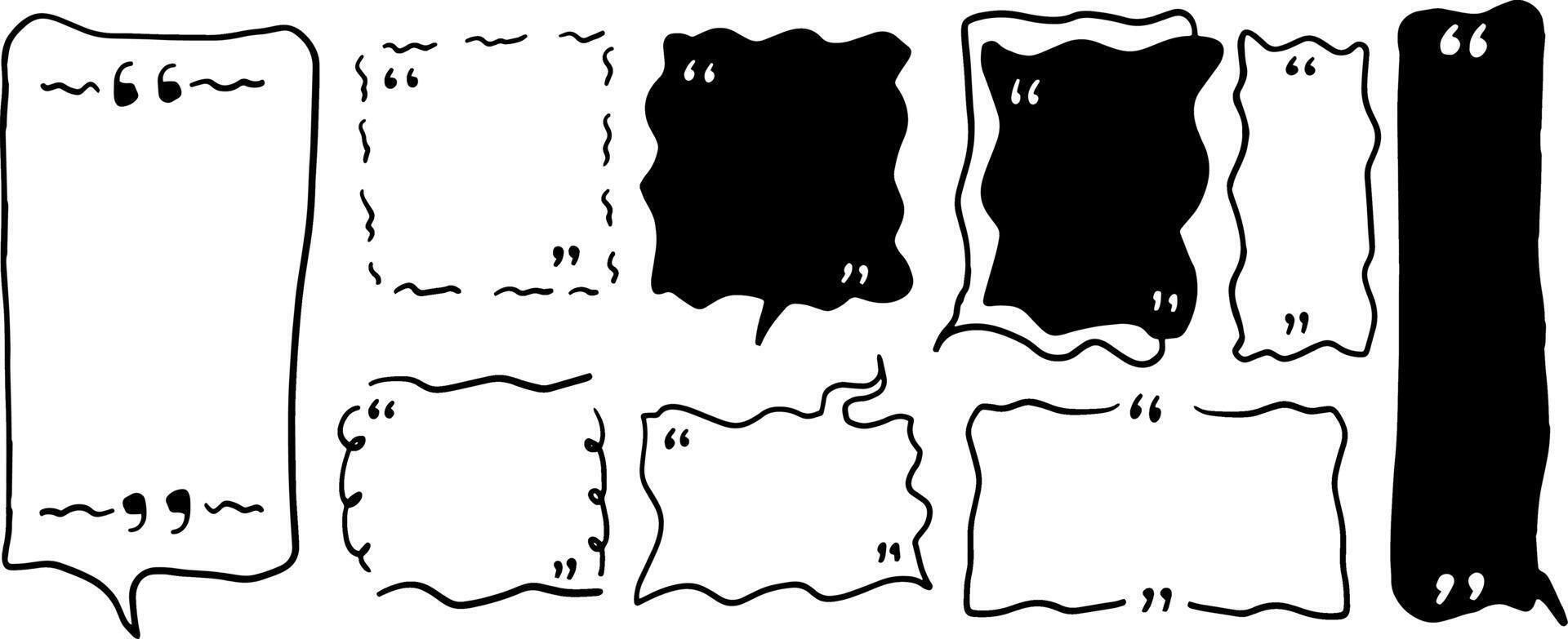 Hand-Drawn Quote Frames and Speech Bubbles vector