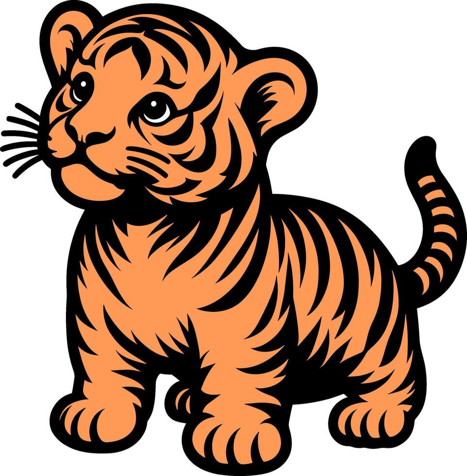 Cute Tiger Cub in Jungle Wildlife Illustration vector