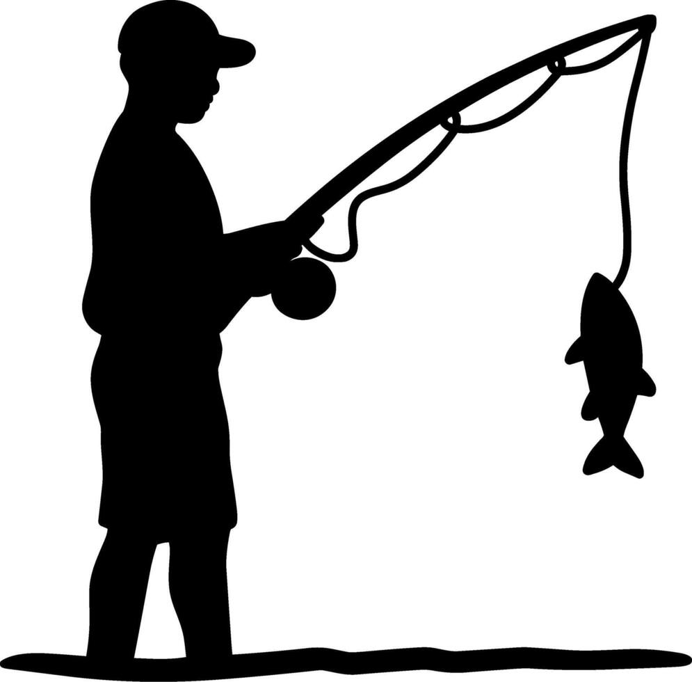 Boy Fishing Silhouette vector