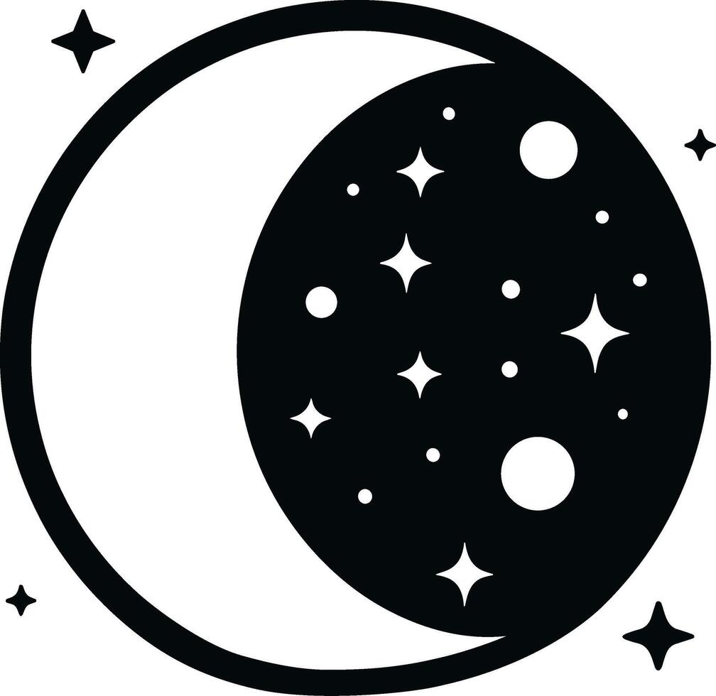 Crescent Moon and Starry Sky Illustration vector
