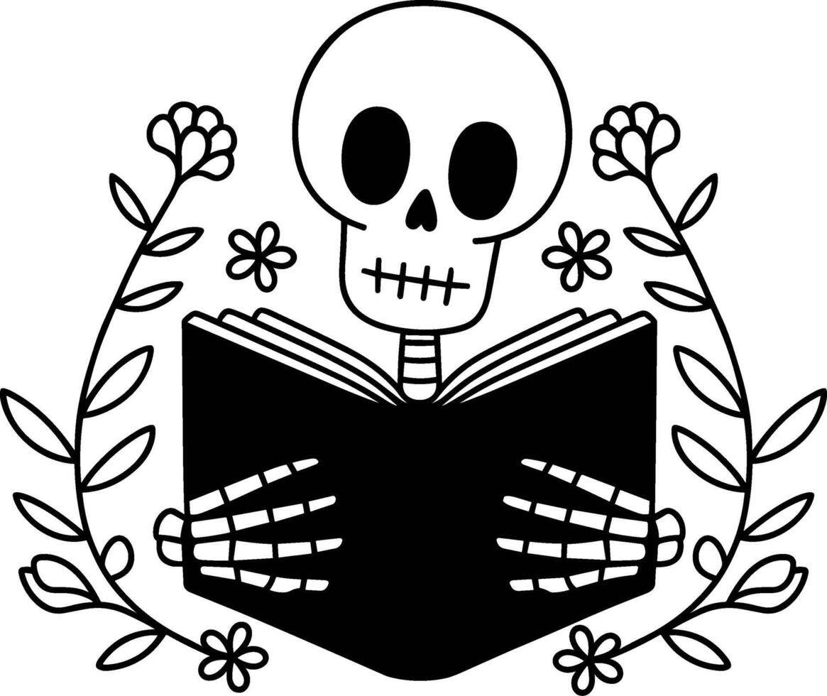 Skeleton Holding a Book vector