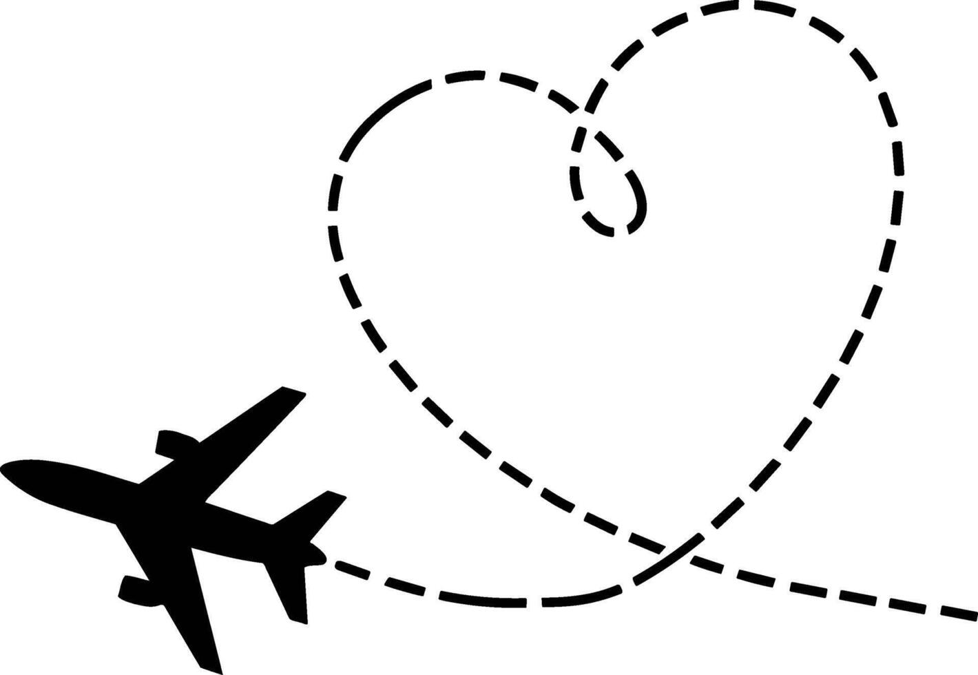 Airplane Flying in Heart-Shaped Path Silhouette vector