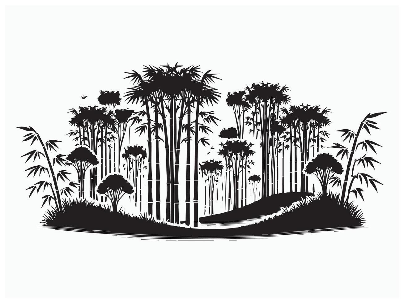 Minimalist Bamboo Grove Silhouette for Botanical Designs and Branding vector