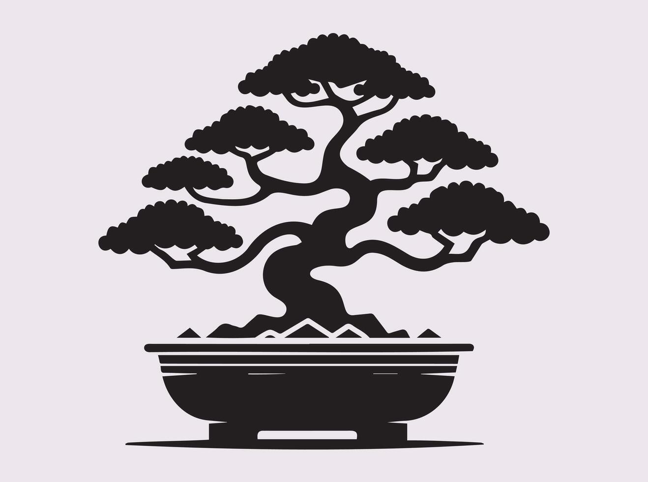 Bold and Beautiful Solid Black Bonsai Tree Silhouette for Stylish Creations vector