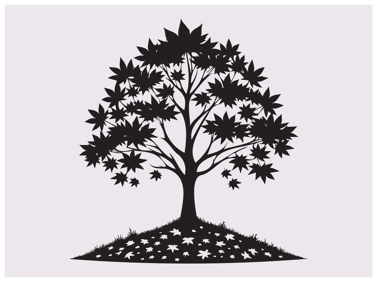 Autumn Maple Tree Silhouette for Fall Season vector