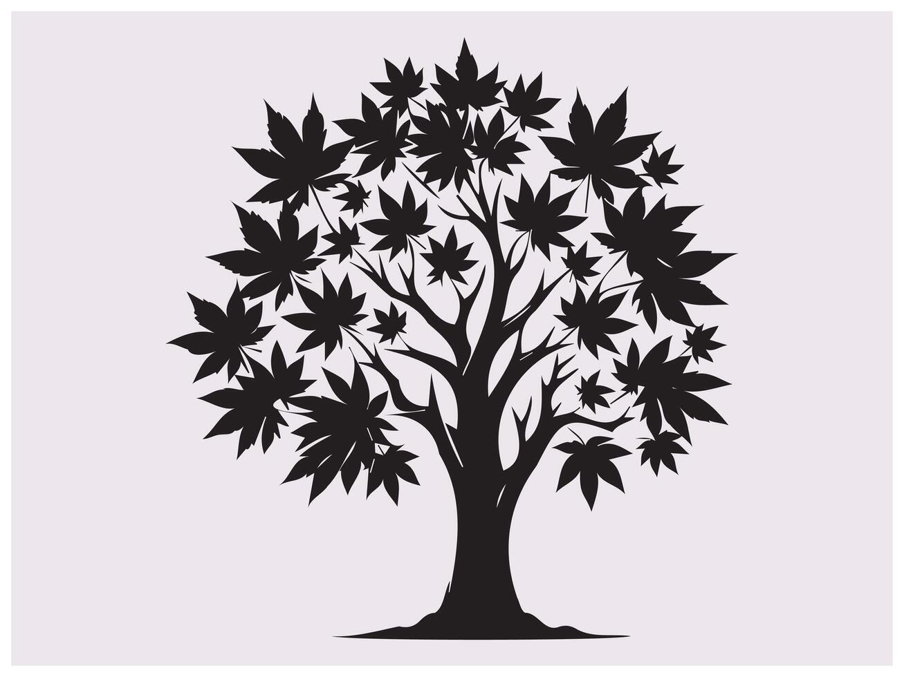 Beautiful Maple Tree Silhouette for Forest and Woodland Graphics vector