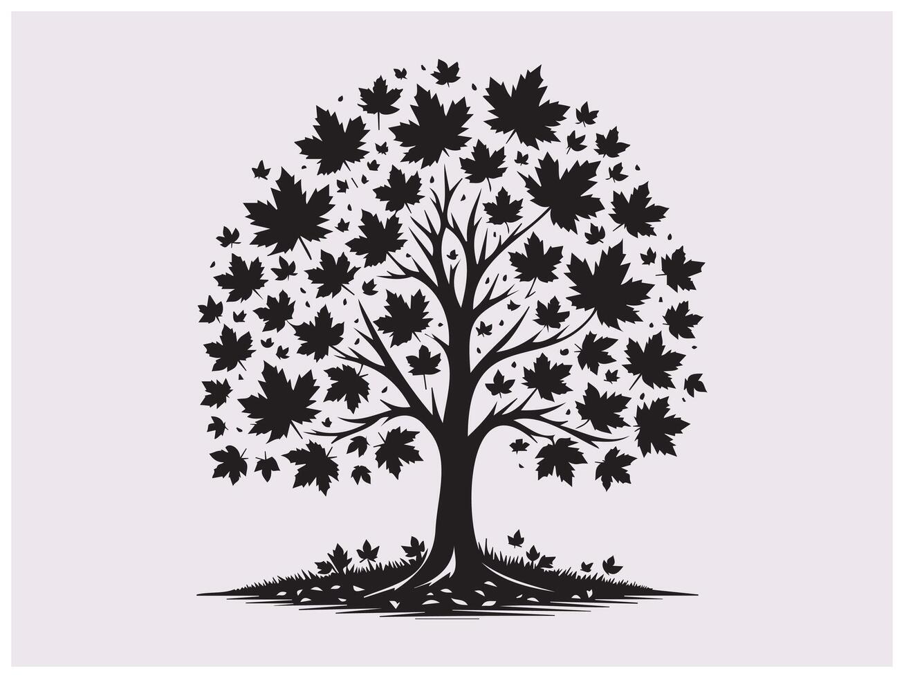Beautiful Maple Tree Silhouette for Forest vector