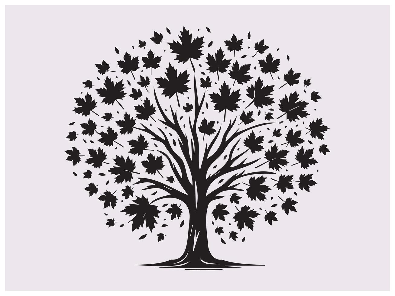 Black Autumn Maple Tree Silhouette for Nature Art Designs and Decorations vector