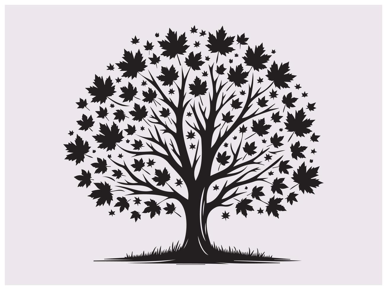 Black Autumn Maple Tree Silhouette for Fall Season Art Nature and Graphic Designs vector