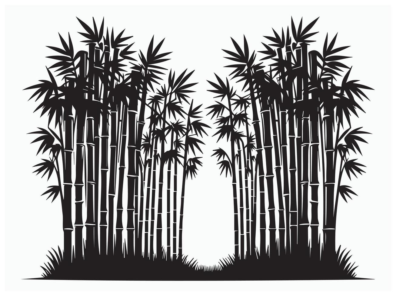 High-Quality Black Bamboo Grove Silhouette for Logos and Illustrations vector