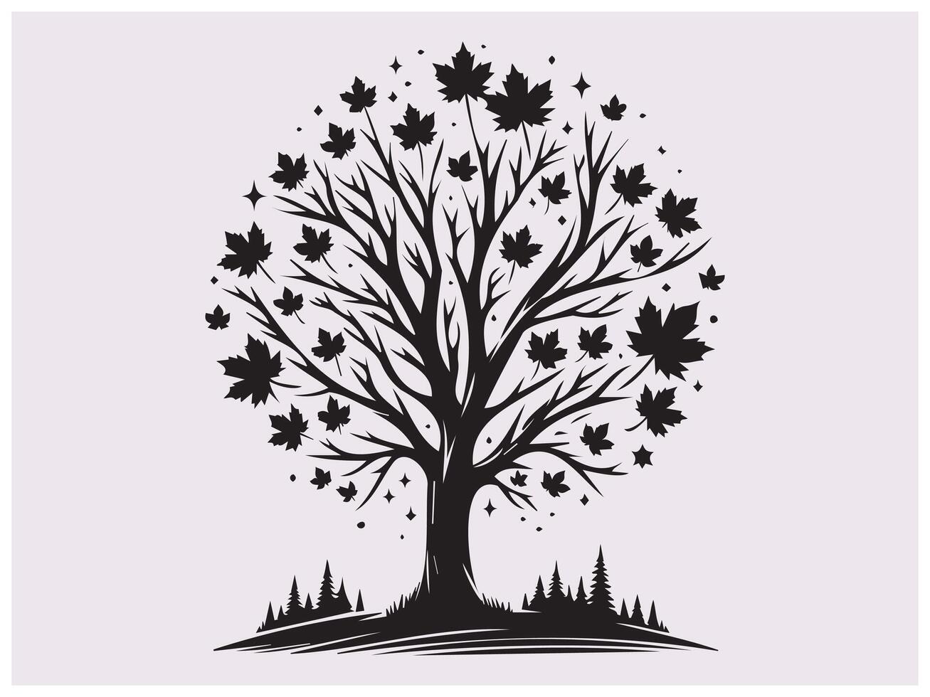 Maple Tree Silhouette for Nature-Inspired Art and Botanical Themes vector