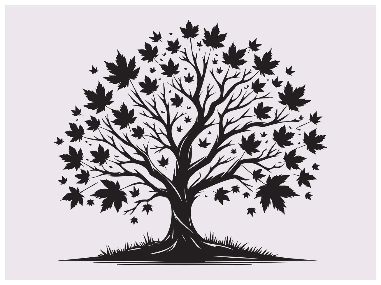 Fall Maple Tree Silhouette for Illustration, Print, and Web Design vector