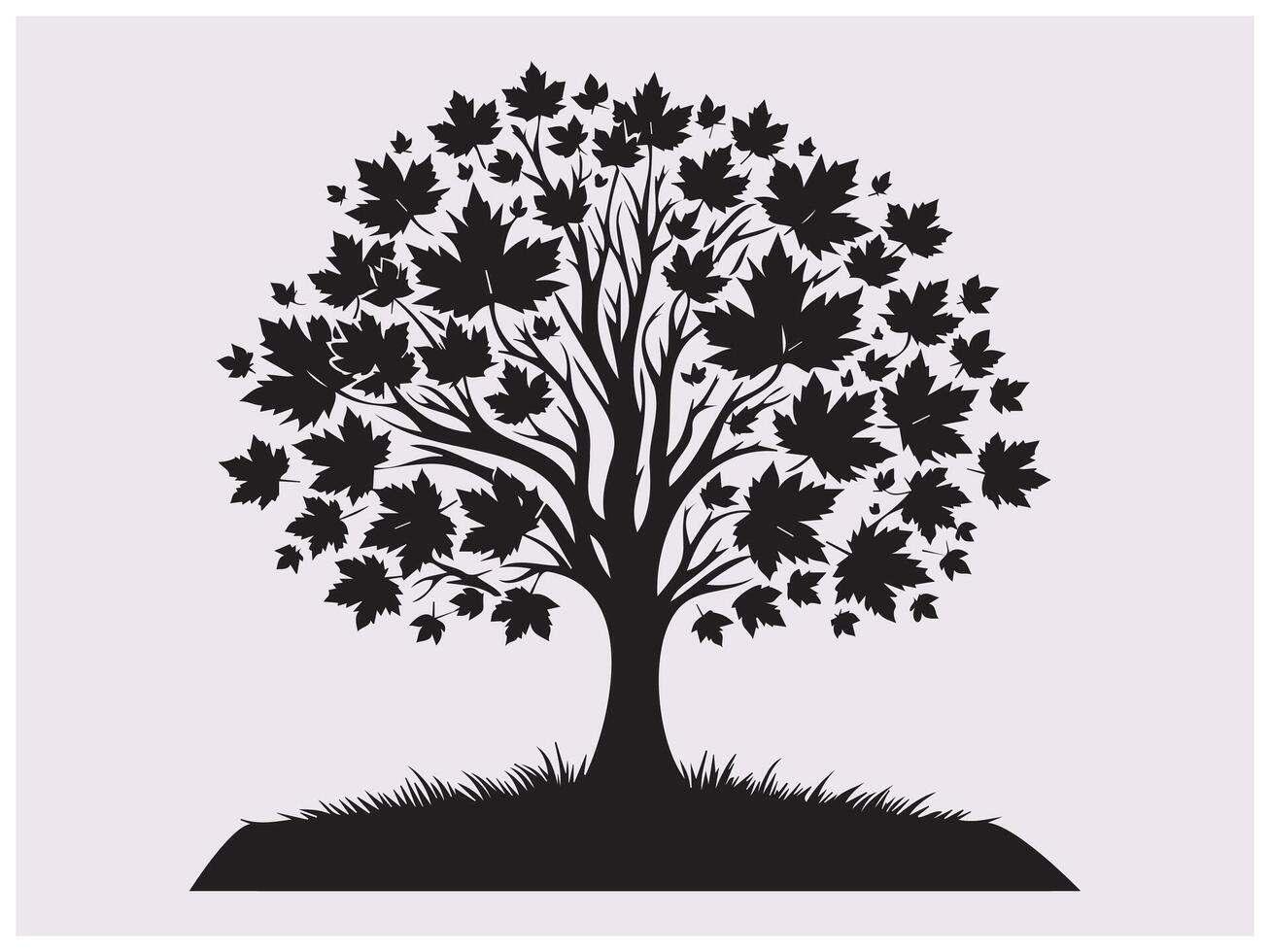 Elegant Maple Tree Silhouette for Seasonal Decor and Illustrations vector
