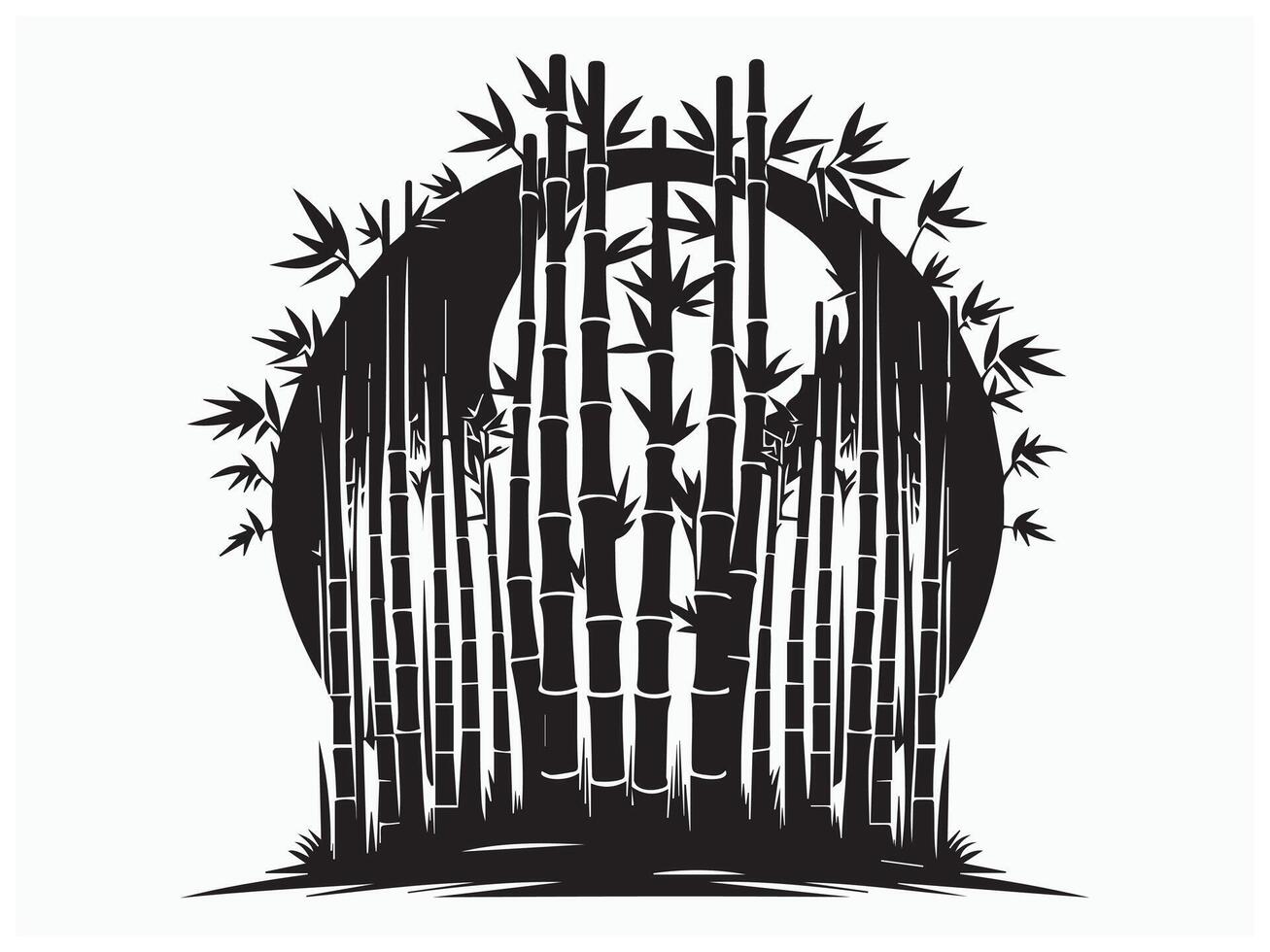 Bamboo Grove Silhouette for Asian Art and Minimalist Design vector