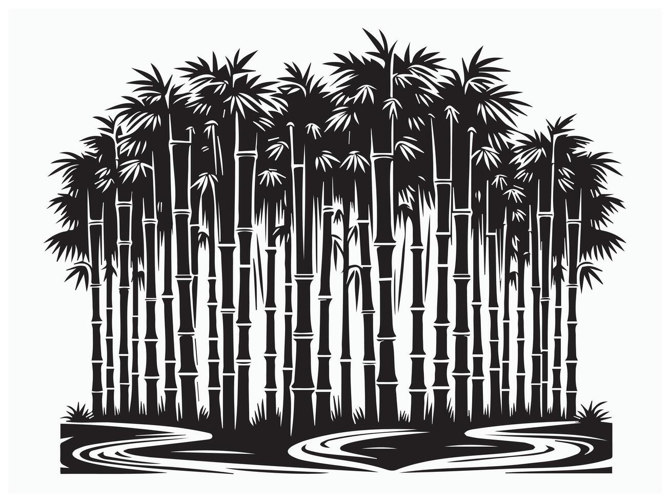 Bamboo Grove Tree Silhouette for Nature Art Asian Design and Decorations vector