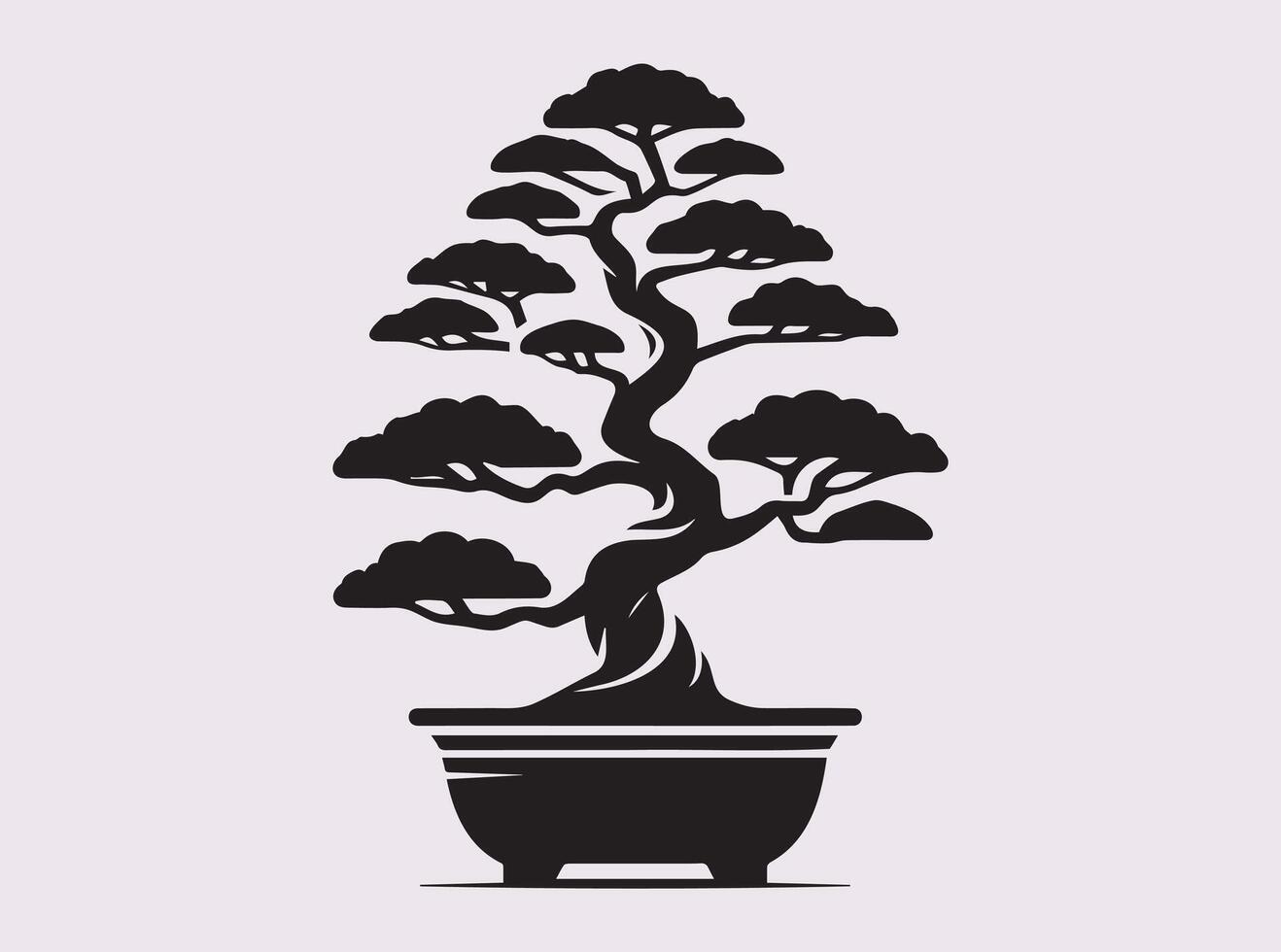 High-Quality Black Bonsai Tree Silhouette for Art and Design Inspiration vector