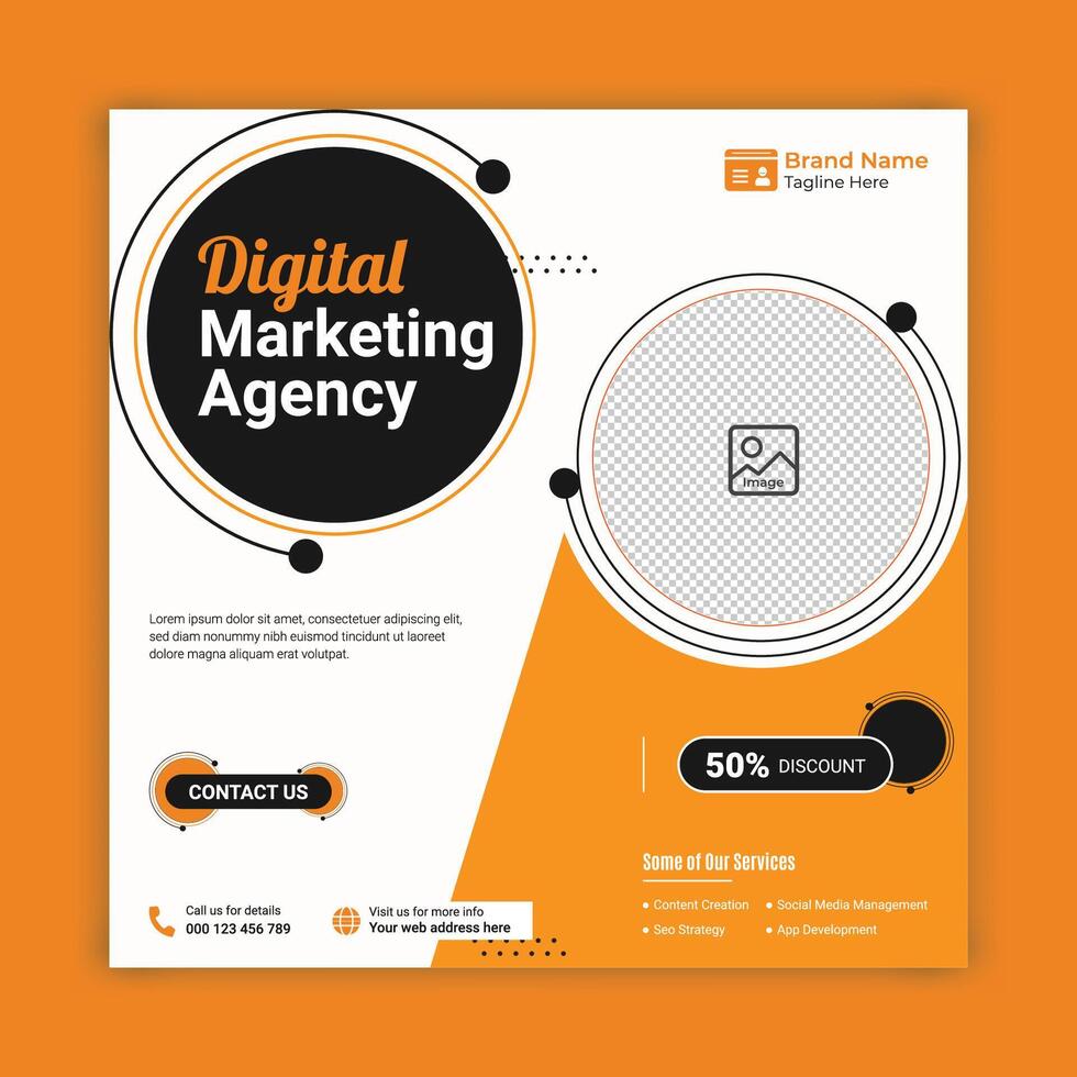 Digital marketing agency social media post or flyer template design vector