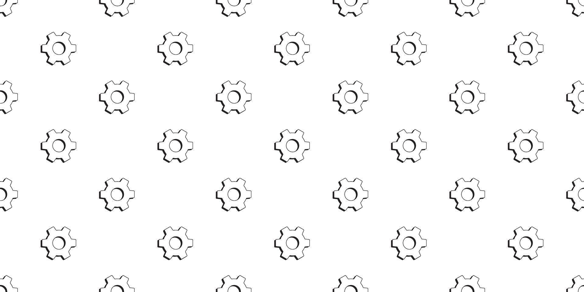 black white Gears seamless pattern vector