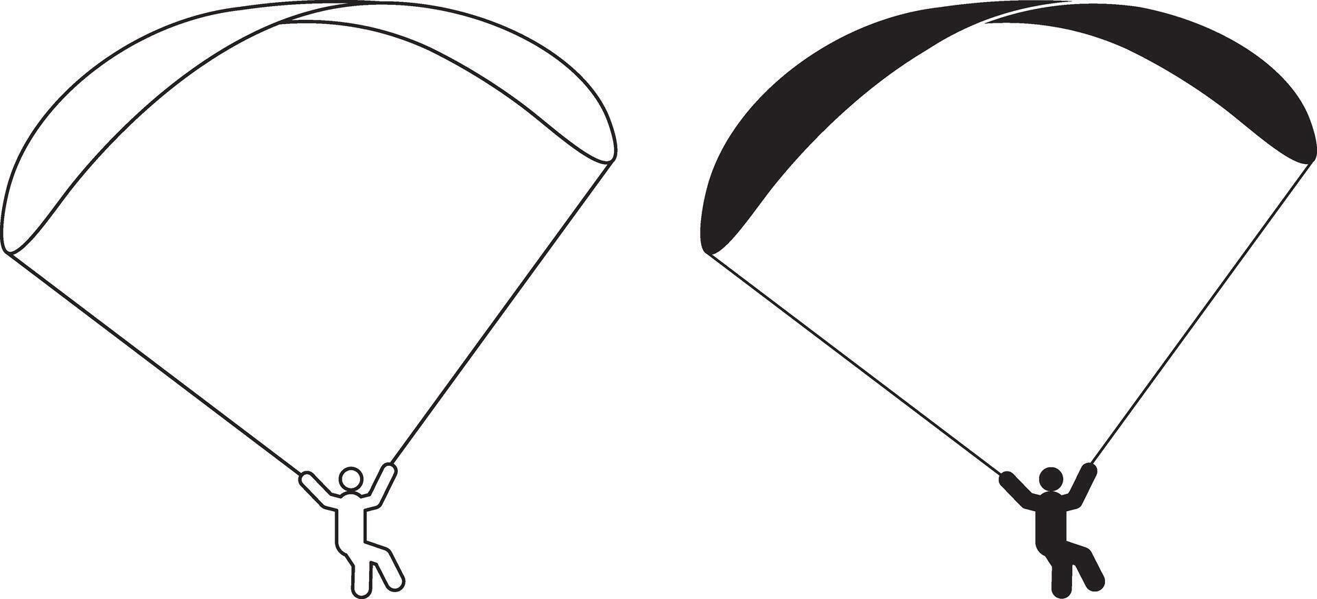outline silhouette paragliding icon set vector