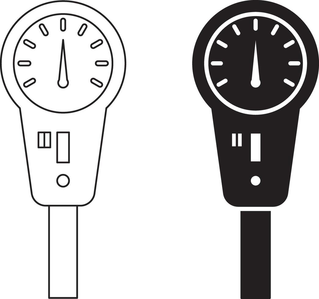 outline silhouette Parking meter icon set vector