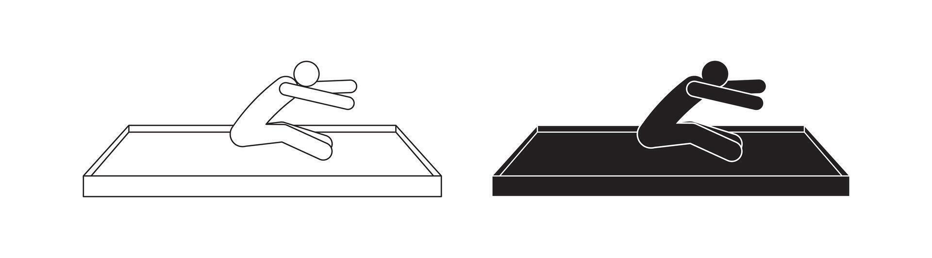 outline silhouette long jump icon set vector