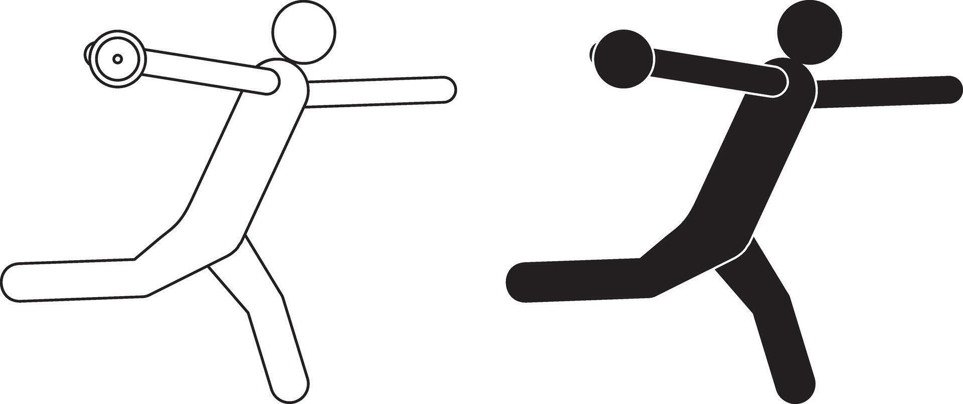 outline silhouette discus thrower icon set vector