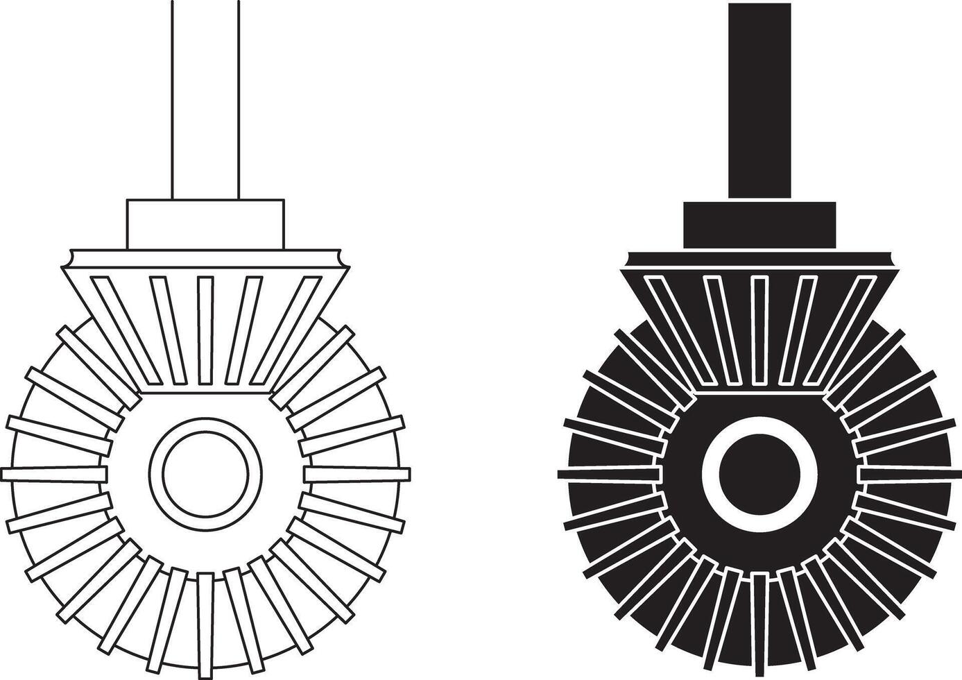 outline silhouette bevel gear icon set vector