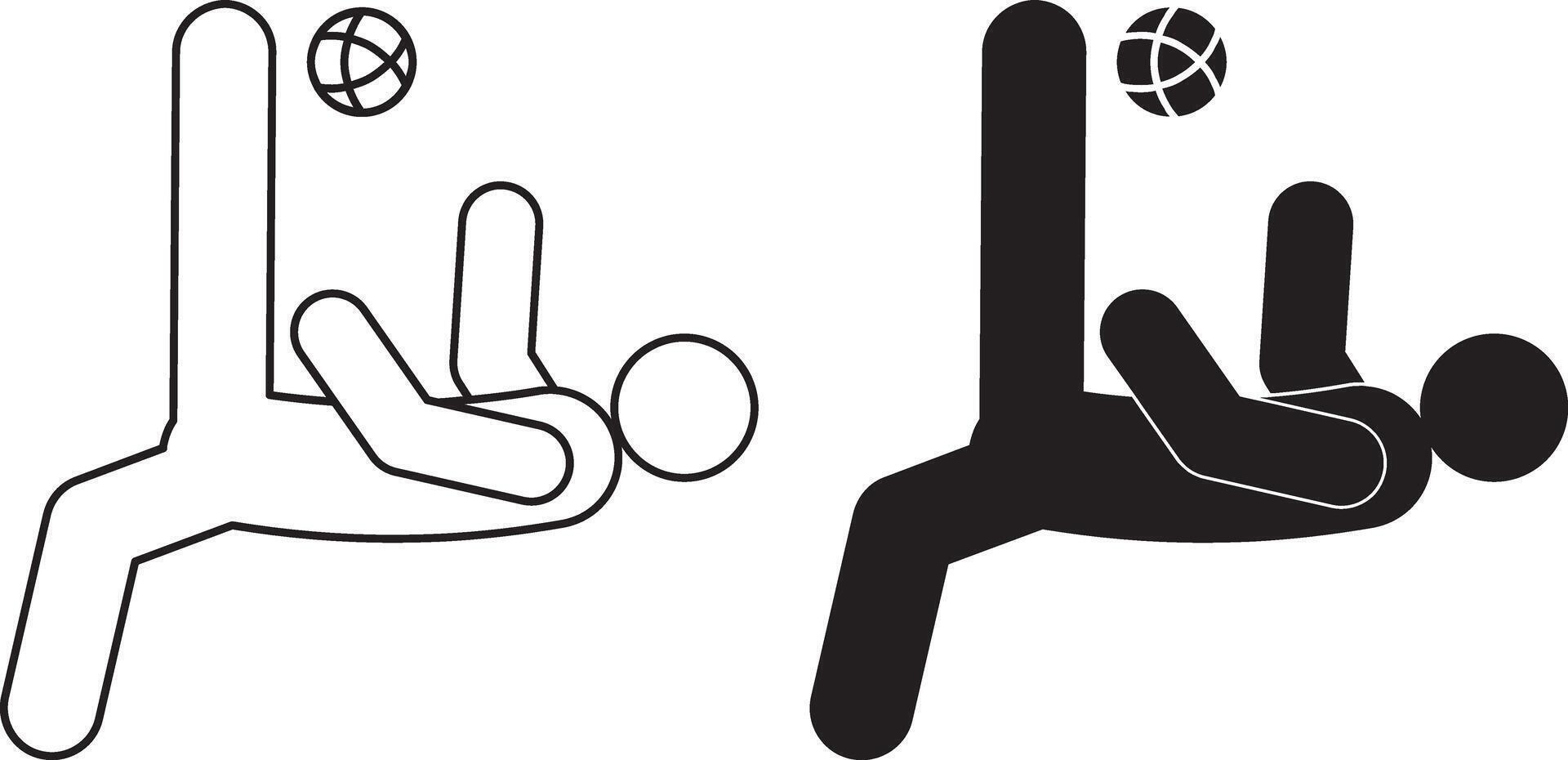 outline silhouette sepak takraw player icon set vector