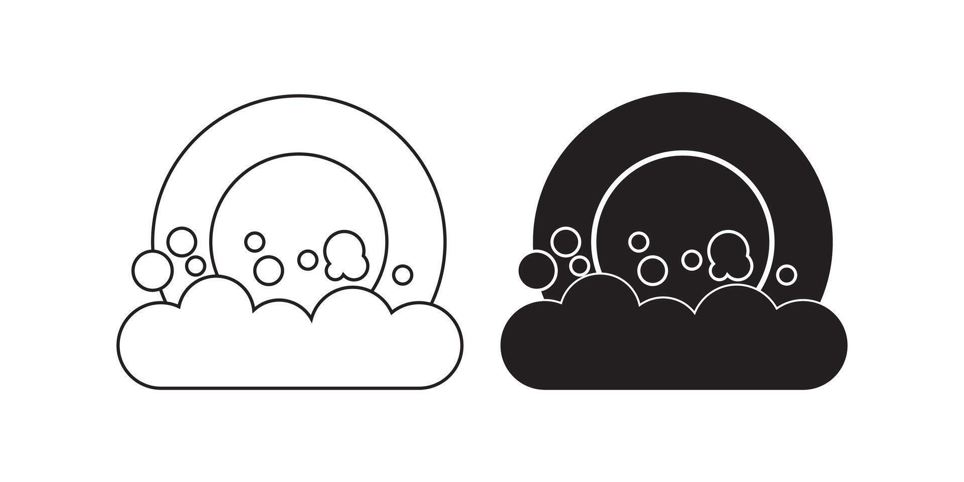 outline silhouette dish washing icon set vector