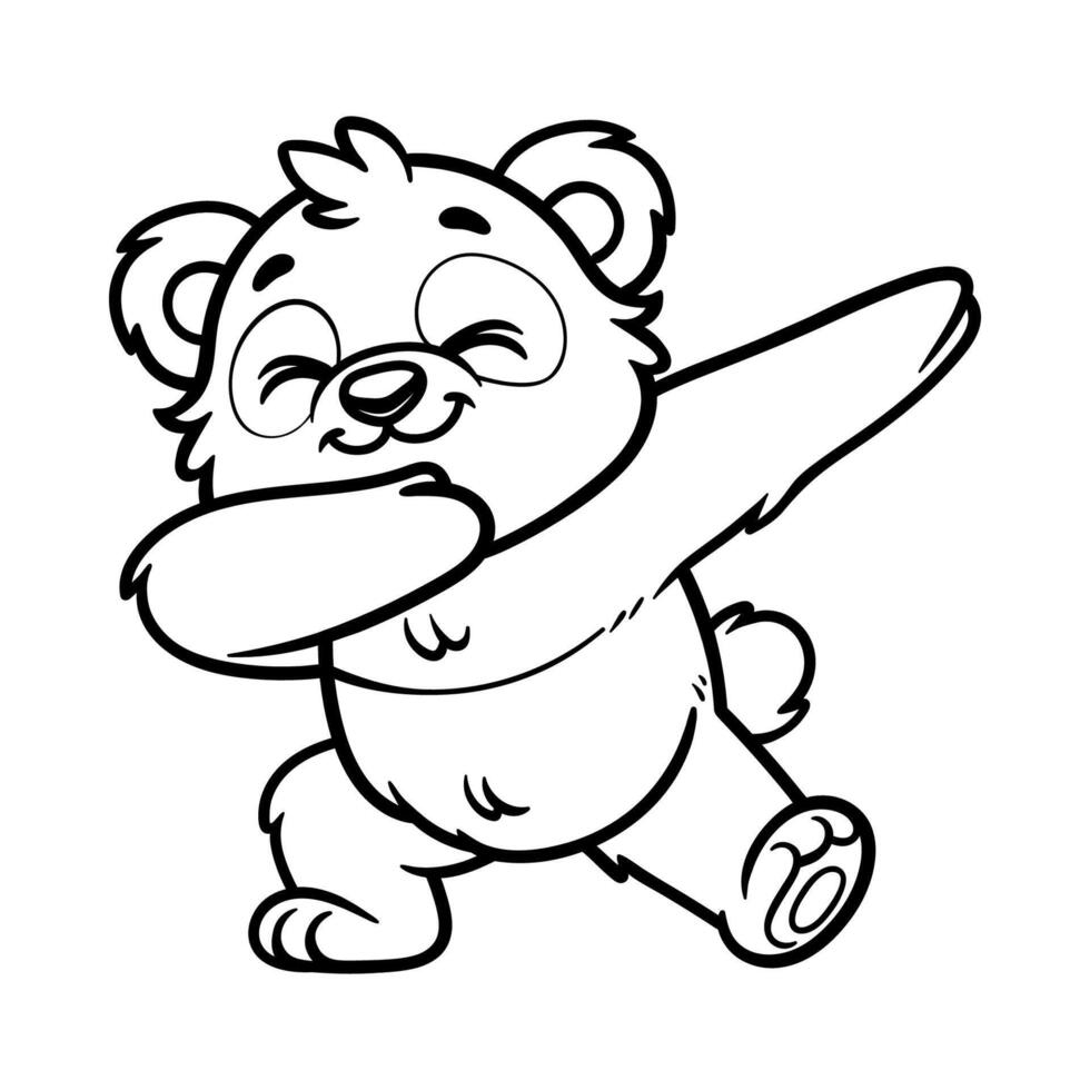 fun panda in dabbing cartoon isolated drawing line style sketch classic vintage design illustration vector