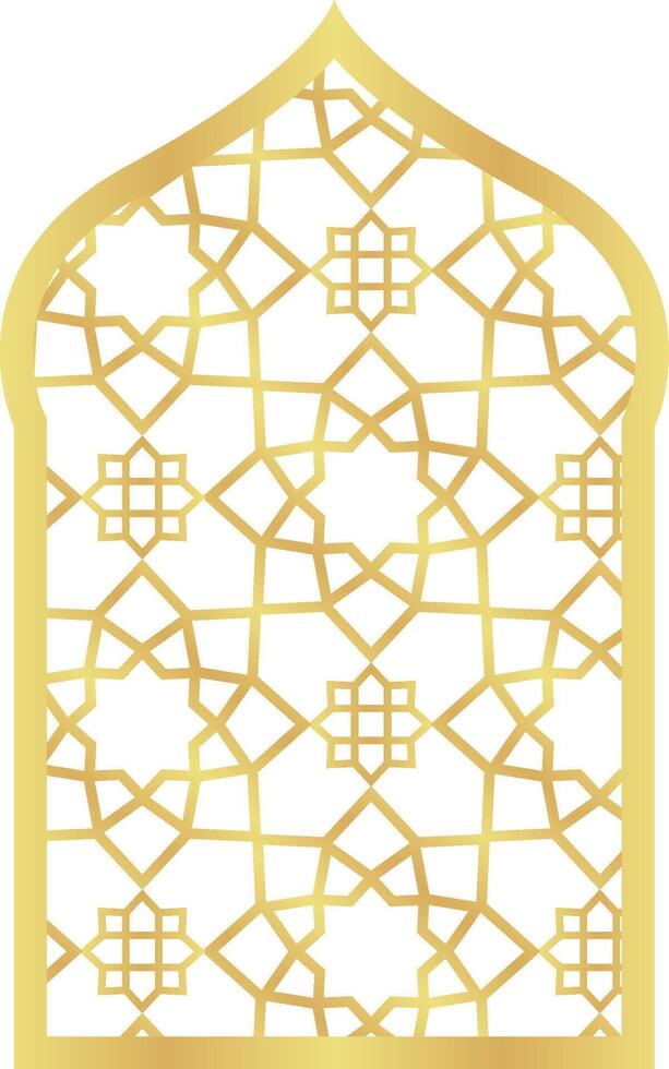 Dome Joined Rectangle Gold Gradient with Islamic Pattern Oriental Style Islamic Frame Arches with Modern Boho Mosque Dome for Door vector