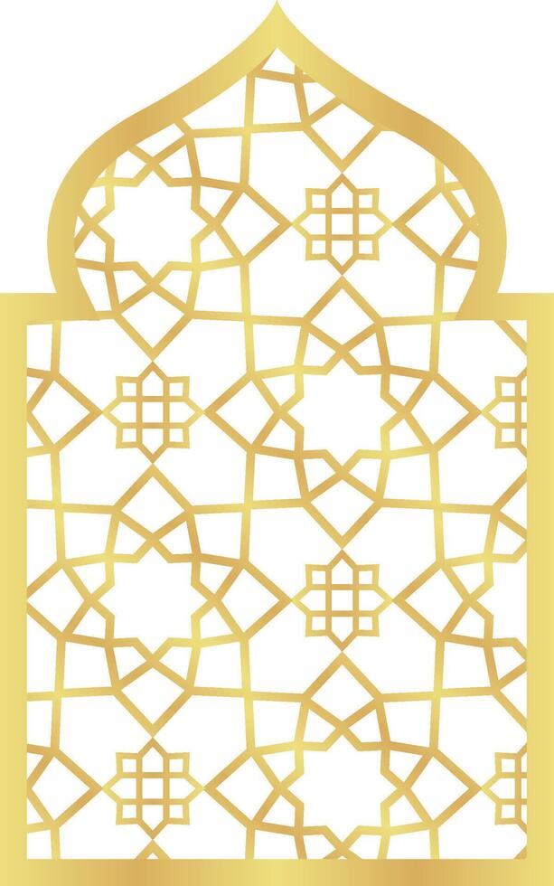 Dome with Rectangle Gold Gradient with Islamic Pattern Oriental Style Islamic Frame Arches with Modern Boho Mosque Dome for Door vector