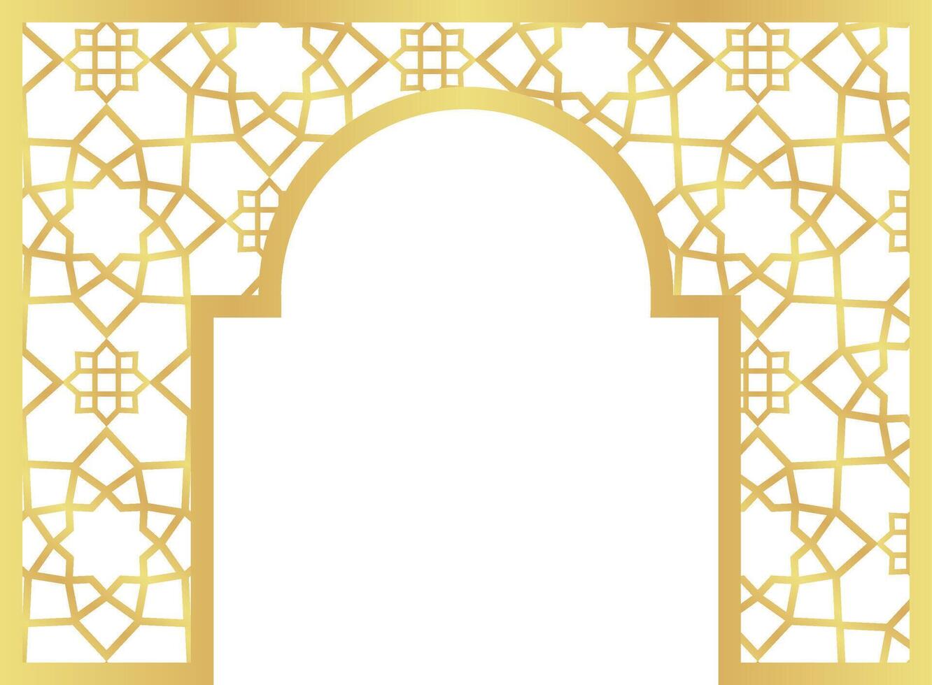 Circle with Rectangle Gold Gradient with Islamic Pattern Oriental Style Islamic Frame Arches with Modern Boho Mosque Dome for Header vector