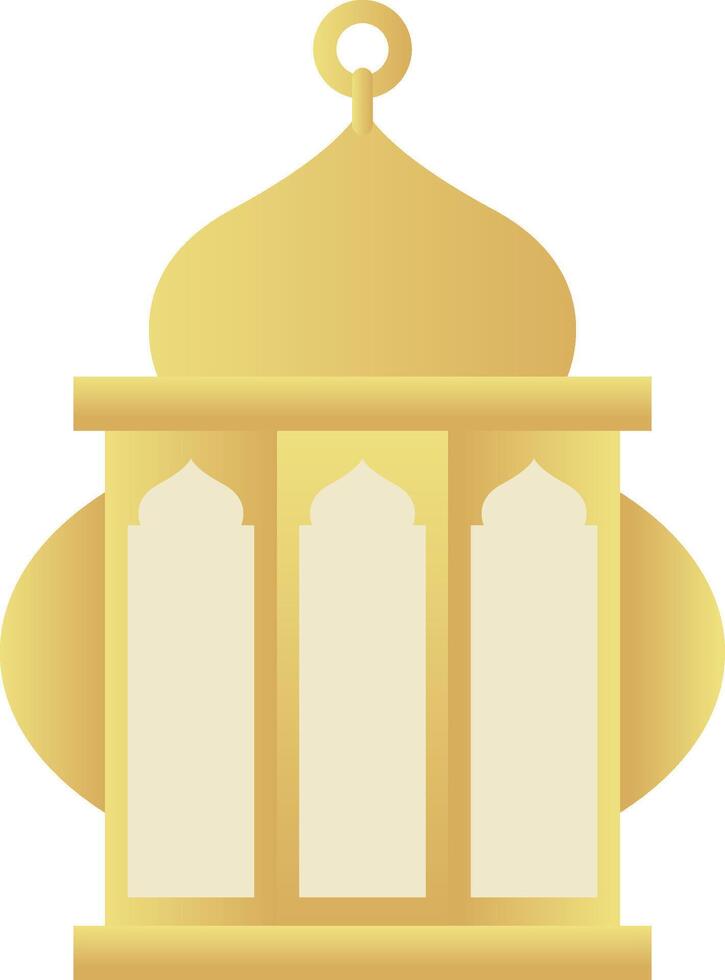 Dome with Rectangle Circle Gold Gradient Islamic Lantern Element for Ramadan Arabic Hanging Oil Lamp Lights vector