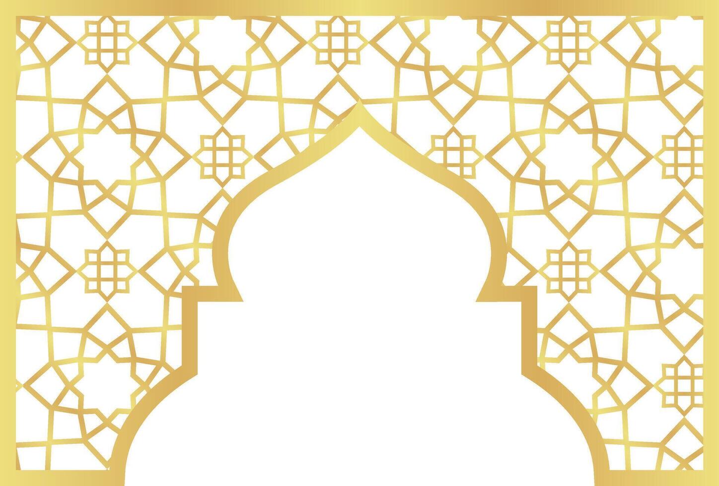 Dome with Rectangle Circle Gold Gradient with Islamic Pattern Oriental Style Islamic Frame Arches with Modern Boho Mosque Dome for Header vector
