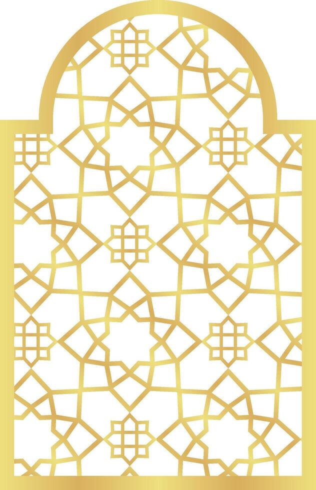 Circle with Rectangle Gold Gradient with Islamic Pattern Oriental Style Islamic Frame Arches with Modern Boho Mosque Dome for Door vector