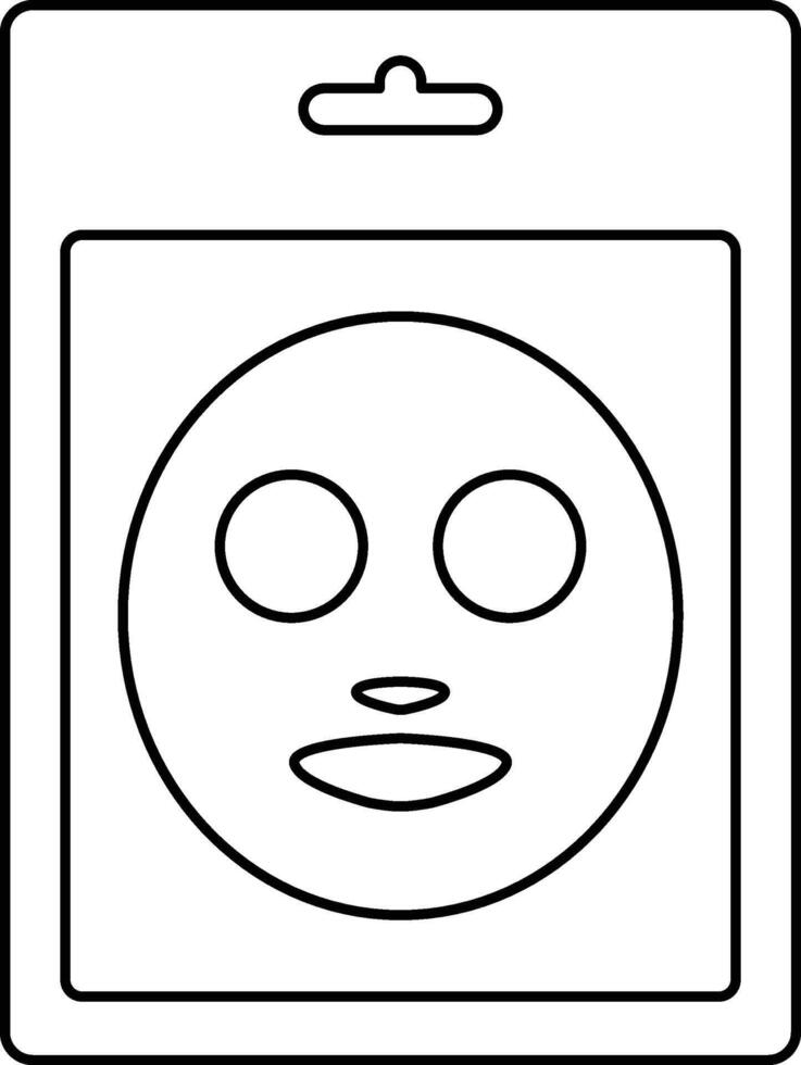 Black Outline Face Mask Packaging Icon for Beauty Products vector