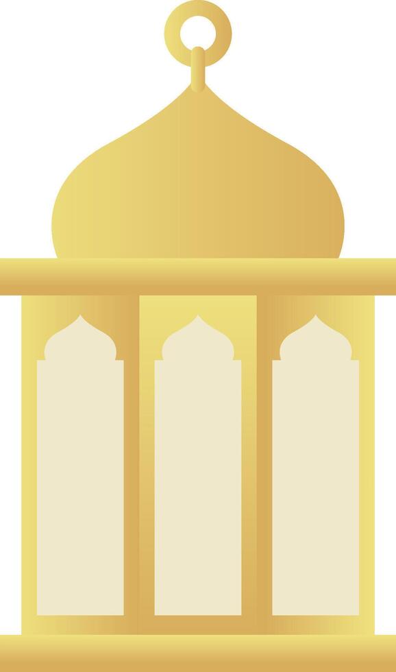 Dome with Rectangle Gold Gradient Islamic Lantern Element for Ramadan Arabic Hanging Oil Lamp Lights vector