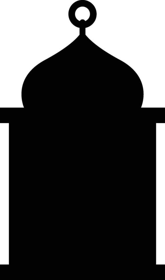 Dome with Rectangle Black Silhouette Islamic Lantern Element for Ramadan Arabic Hanging Oil Lamp Lights vector