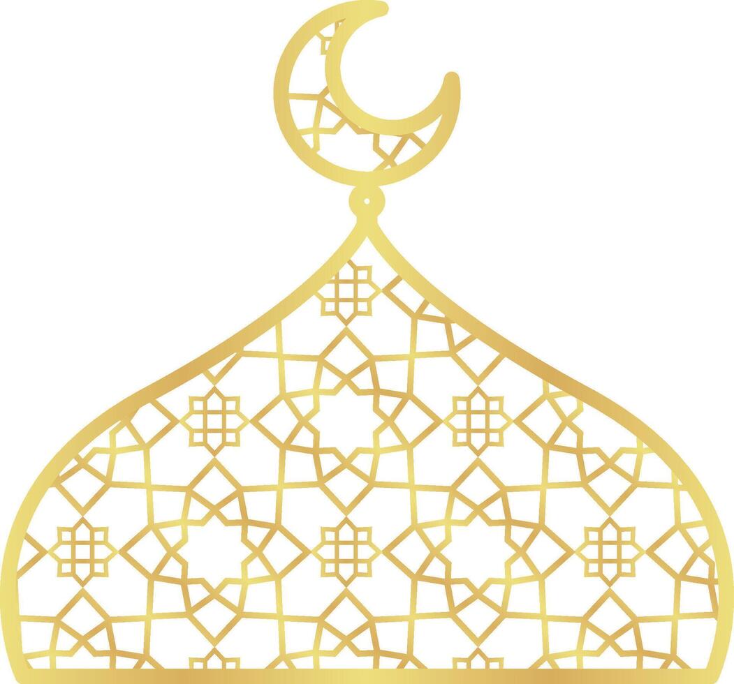 Big Red Mosque Domes with Crescent Moons with Gold Gradient Islamic Pattern vector