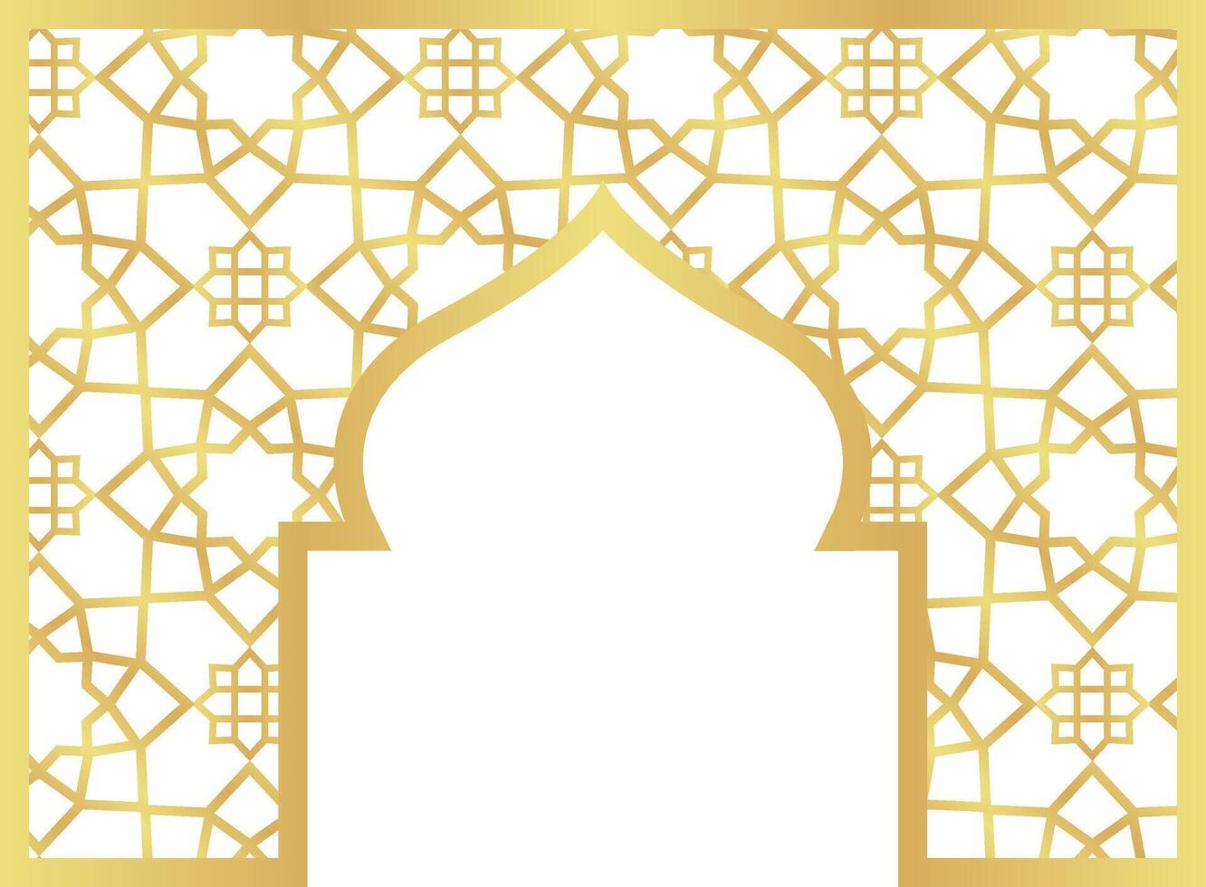 Dome with Rectangle Gold Gradient with Islamic Pattern Oriental Style Islamic Frame Arches with Modern Boho Mosque Dome for Header vector