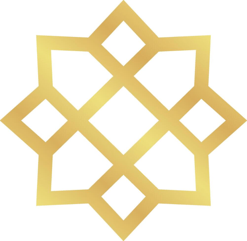 Cross Square Gold Gradient Minimalist Islamic Geometric Pattern Star Frame for Ramadan and Eid Events vector